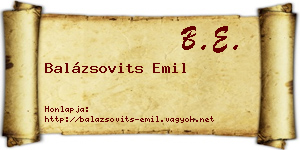 Balázsovits Emil névjegykártya