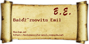 Balázsovits Emil névjegykártya