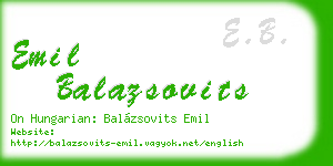 emil balazsovits business card